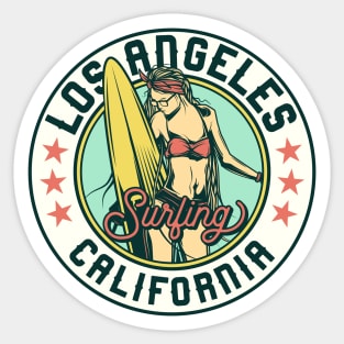 Vintage Surfing Badge for Los Angeles, California Sticker